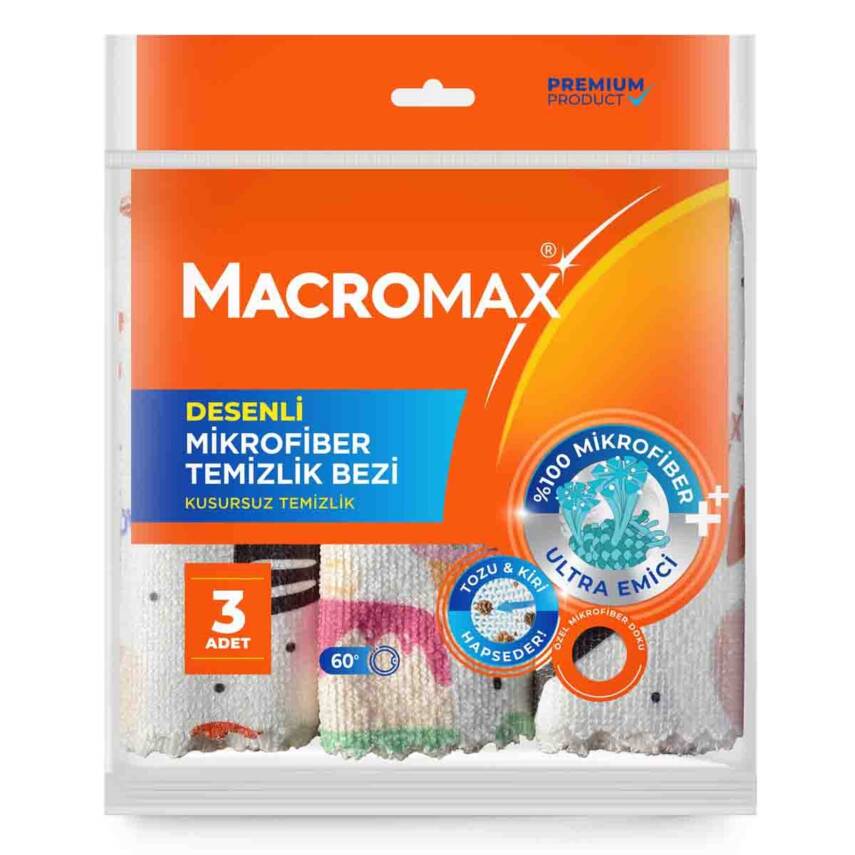 Macromax Desenli Mikrofiber Bezi 3'lü - 1