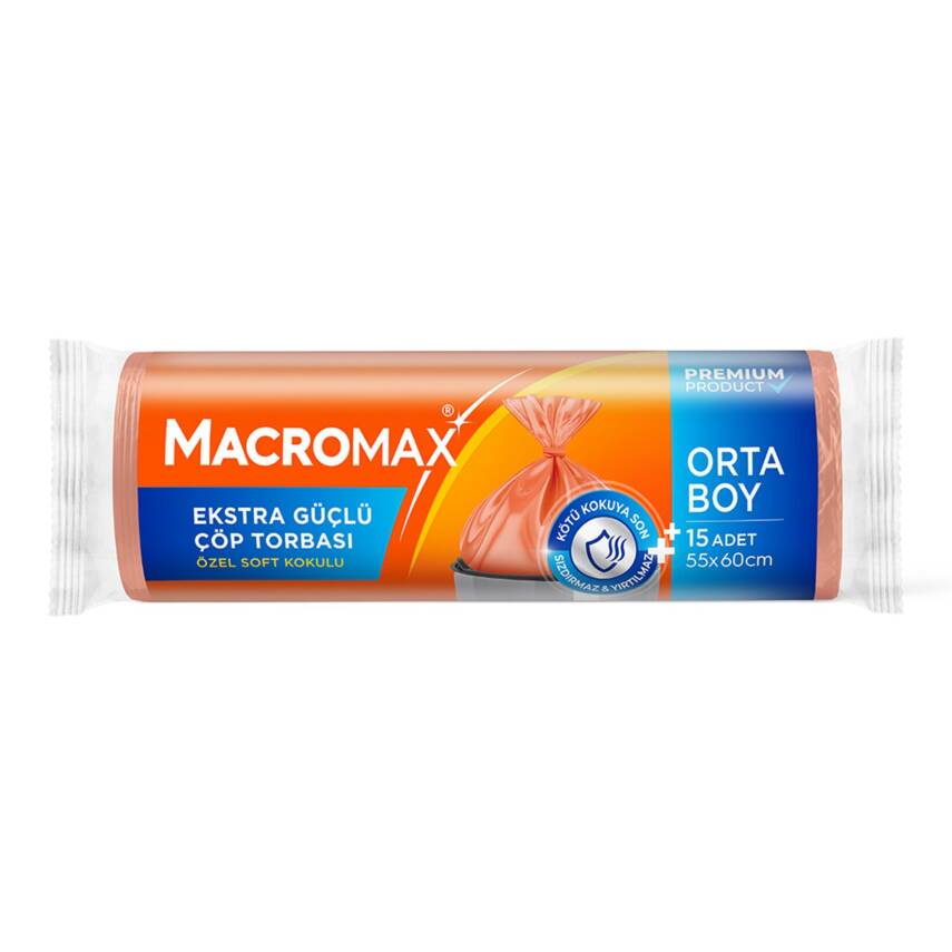 Macromax Extra Güçlü Çöp Torbası Orta Boy 15'li - 1