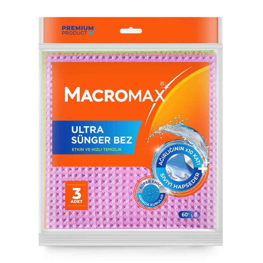 Macromax Ultra Sünger Temizlik Bezi 3'lü - 1