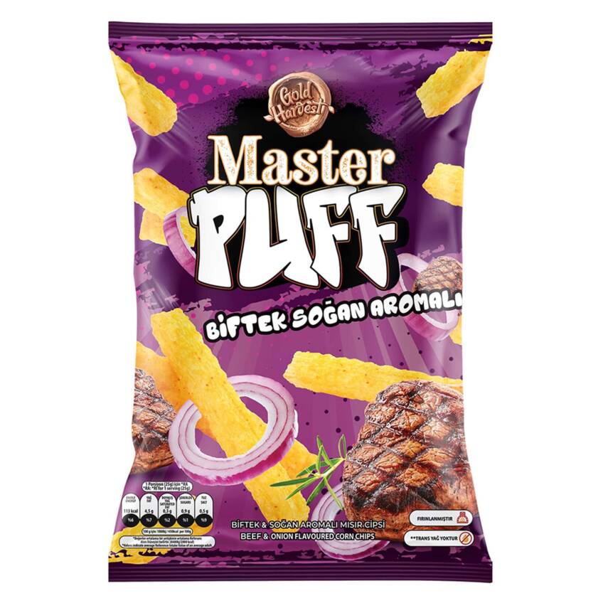 Master Puff Biftek Soğan Çeşnili Mısır Çerezi 90 G - 1