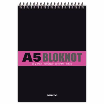 Meteksan A5 80 Yaprak Çizgili Spiralli Bloknot - Meteksan