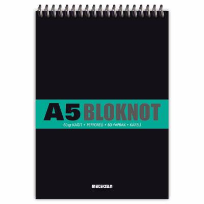 Meteksan A5 80 Yaprak Kareli Spiralli Bloknot - Meteksan