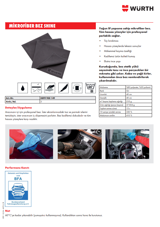 Mikrofiber Bez Shine 40x40 CM Gri - 5