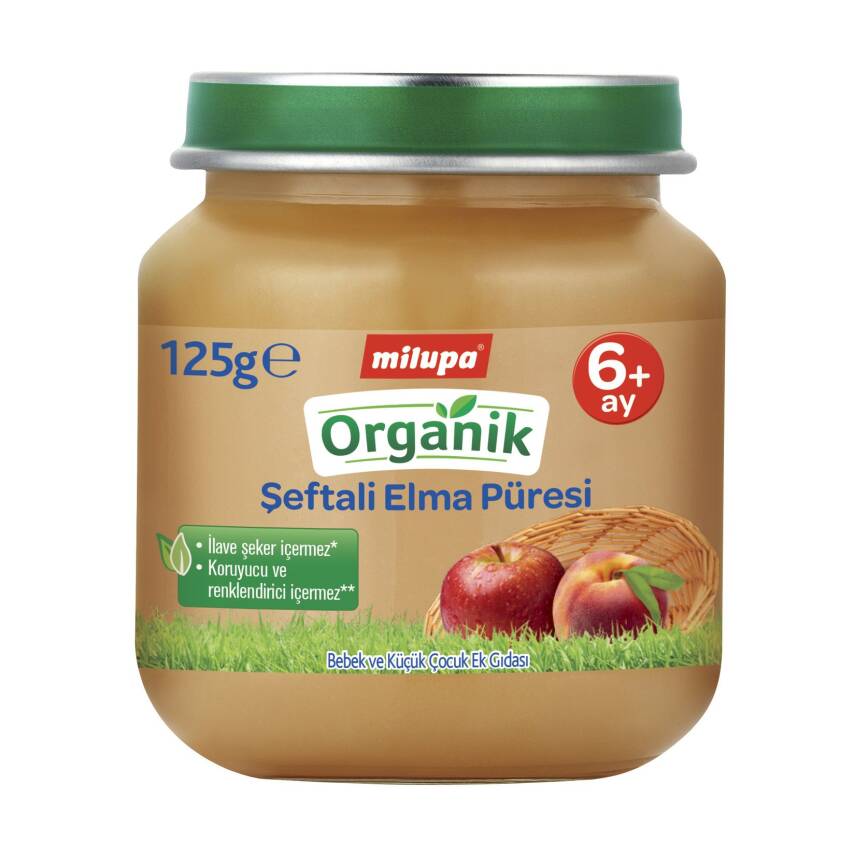 Milupa Organik Şeftali Elma Püresi Kavanoz 125 G 6+ Ay - 1