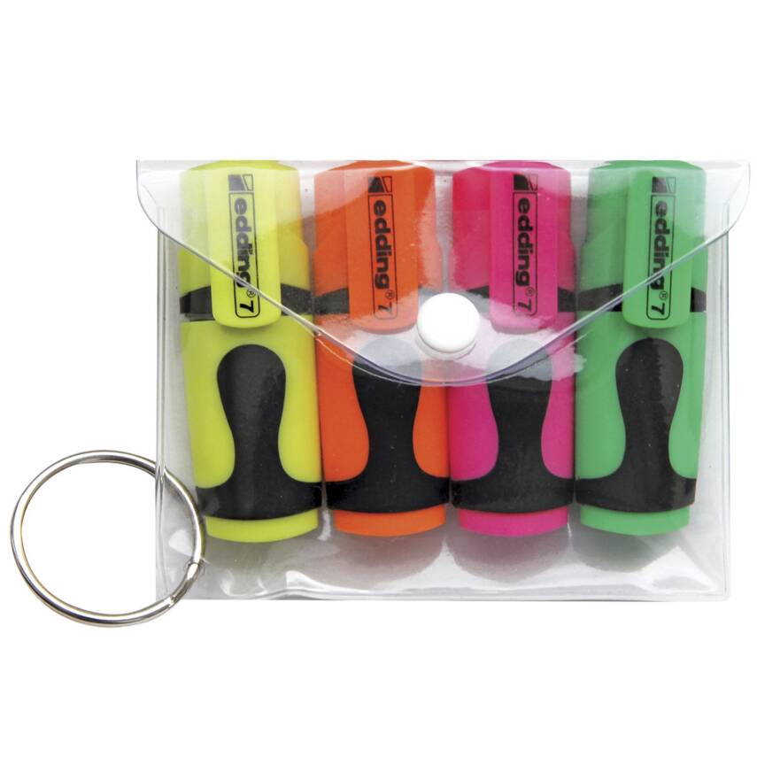 Mini 4'lü Fosforlu Kalem Yeşil-Sarı-Turuncu-Pembe - 1