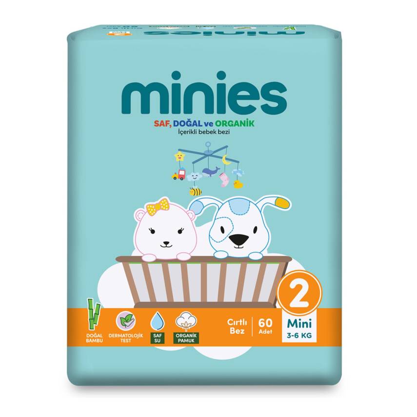 Minies Bebek Bezi Mini 2 Beden 3-6 Kg 60 Adet - 1