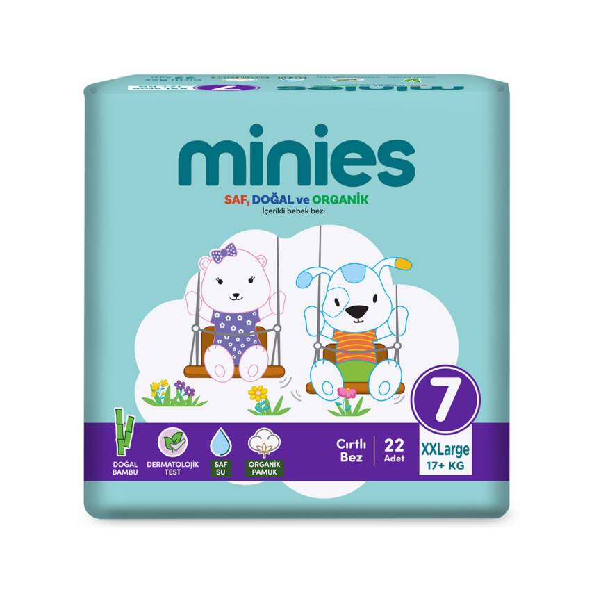 Minies Bebek Bezi XXLarge 7 Beden 17+Kg 22 Adet - 1