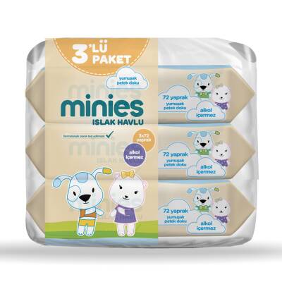 Minies Islak Havlu 3x72'li - Minies