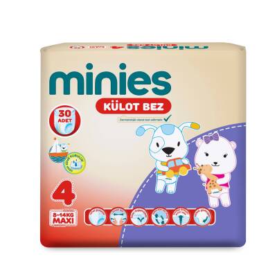 Minies Külot Bez 4 Numara Maxi 8-14 Kg 30'lu - Minies