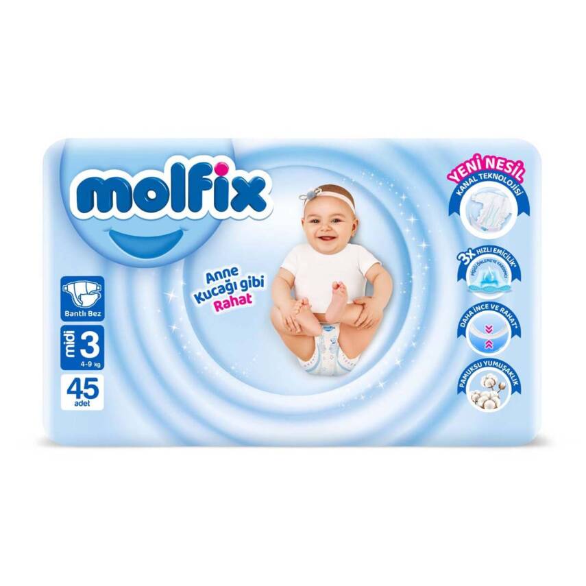 Molfıx Avantajlı Paket 3 Beden Midi 4-9 Kg 45'li - 1
