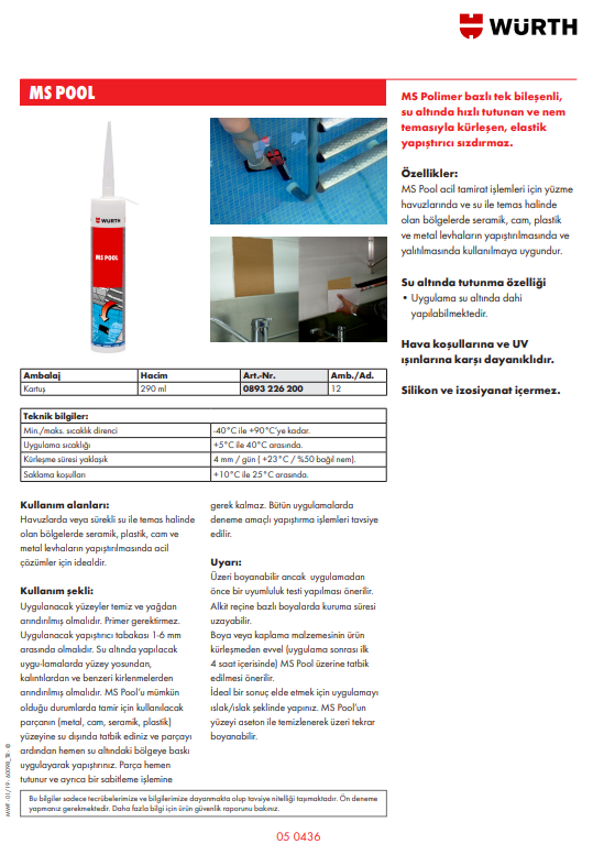 MSPOOL - Yapıştırıcı Sızdırmaz - Beyaz - 290 ML - 6