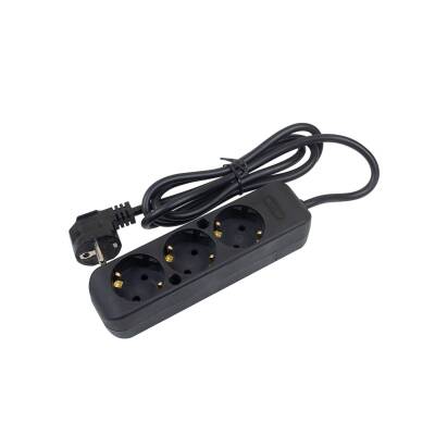 Nilson 3'lü Topraklı 1 Mt Grup Priz Siyah (Quatro) - Nilson