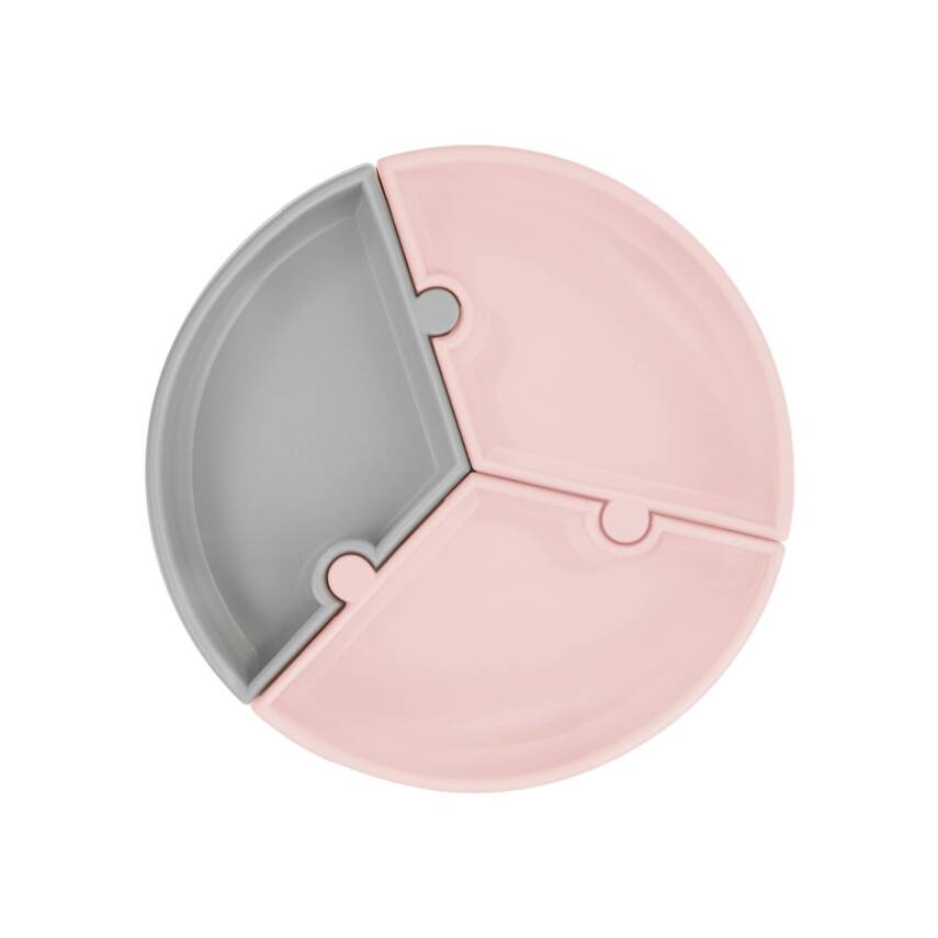 Oioi Vakumlu Mama Tabağı Puzzle Pink / Powder Grey - 1