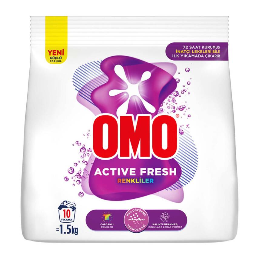 Omo Active Fresh Renkliler Toz Deterjan 10 Yıkama 1.5 Kg - 1