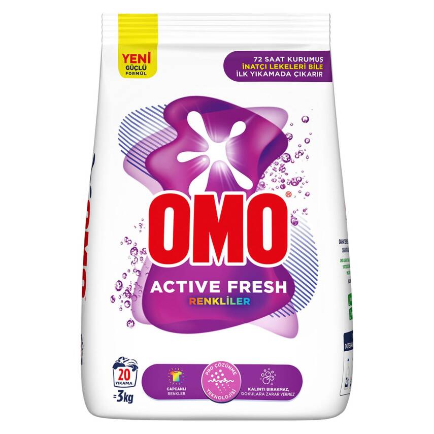 Omo Active Fresh Toz Çamaşır Deterjanı Renkliler 3 KG 20 Yıkama - 1