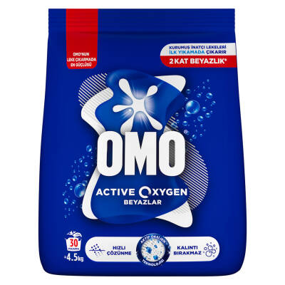 Omo Active Oxygen Toz Çamaşır Deterjanı Beyazlar 4.5 KG 30 Yıkama - Omo