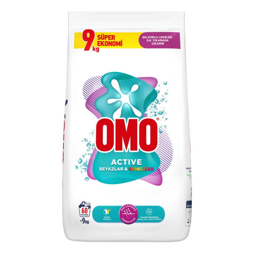 Omo Active Toz Deterjan Renkliler & Beyazlar 9 Kg - 1