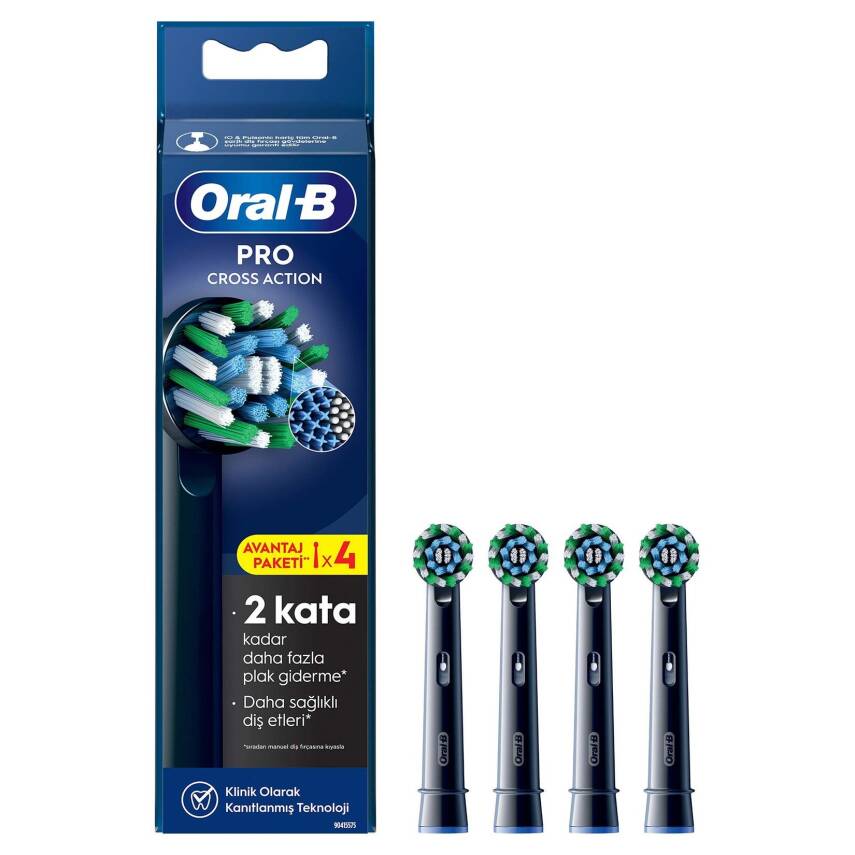 Oral-B Şarjlı Fırça Yedek Başlığı Cross Action 4Ct-Siyah 4'lü - 1