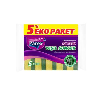 Parex Klasik Yeşil Düz Sünger 5'li Eko Paket - Parex