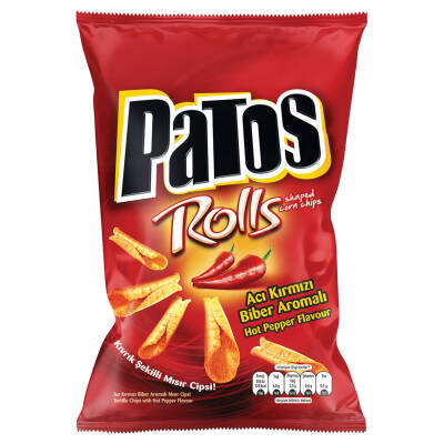 Patos Rolls Acı Kırmızı Biber Aromalı Mısır Cipsi 185 G - Patos