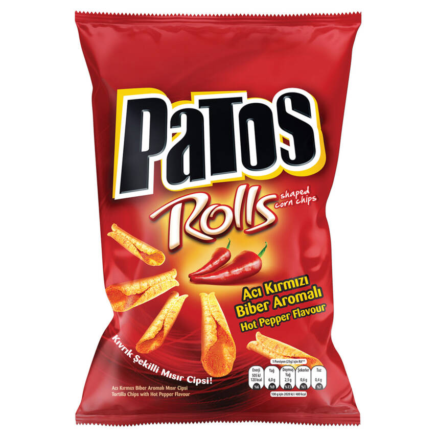 Patos Rolls Acı Kırmızı Biber Aromalı Mısır Cipsi 185 G - 1