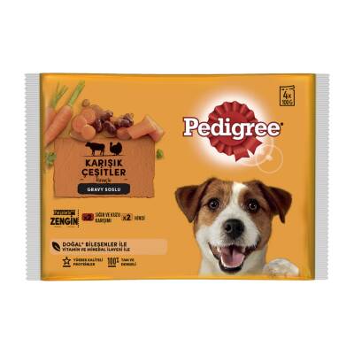 Pedigree Etli Seçenekleri 4'lü Poşet Paket Yaş Mama 4 x 100 G - Pedigree