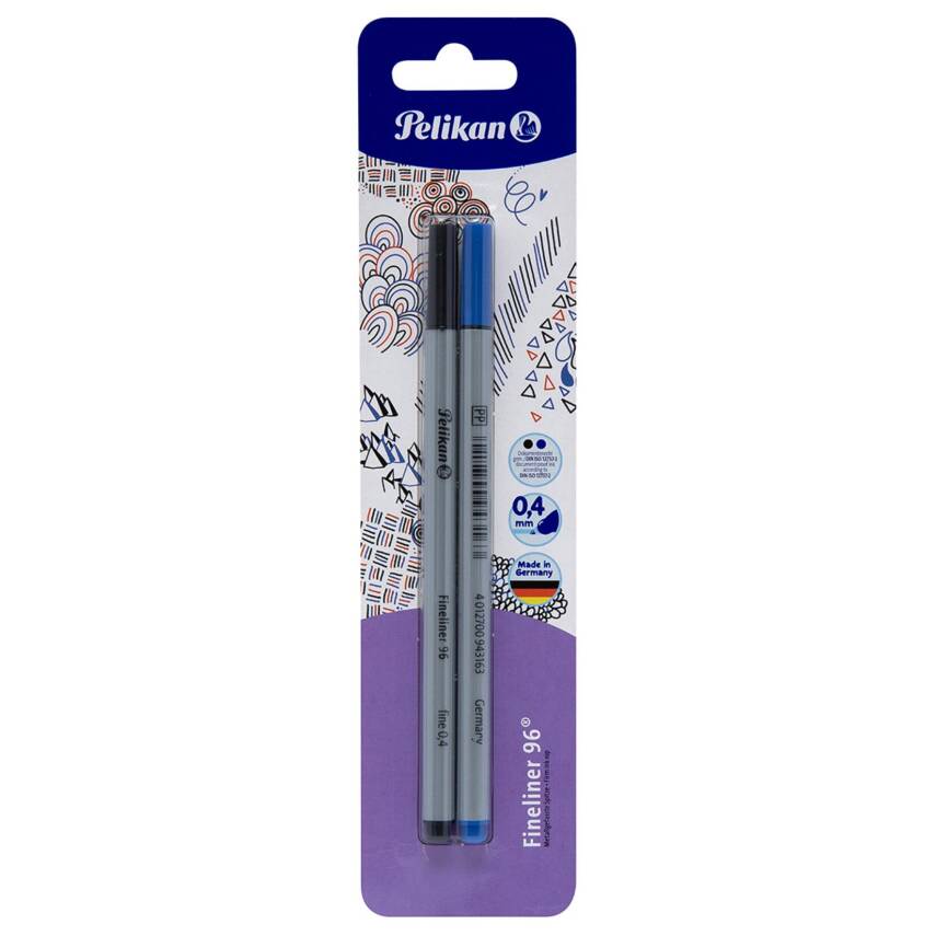 Pelikan Fineliner Mavi-Siyah 2'li - 1