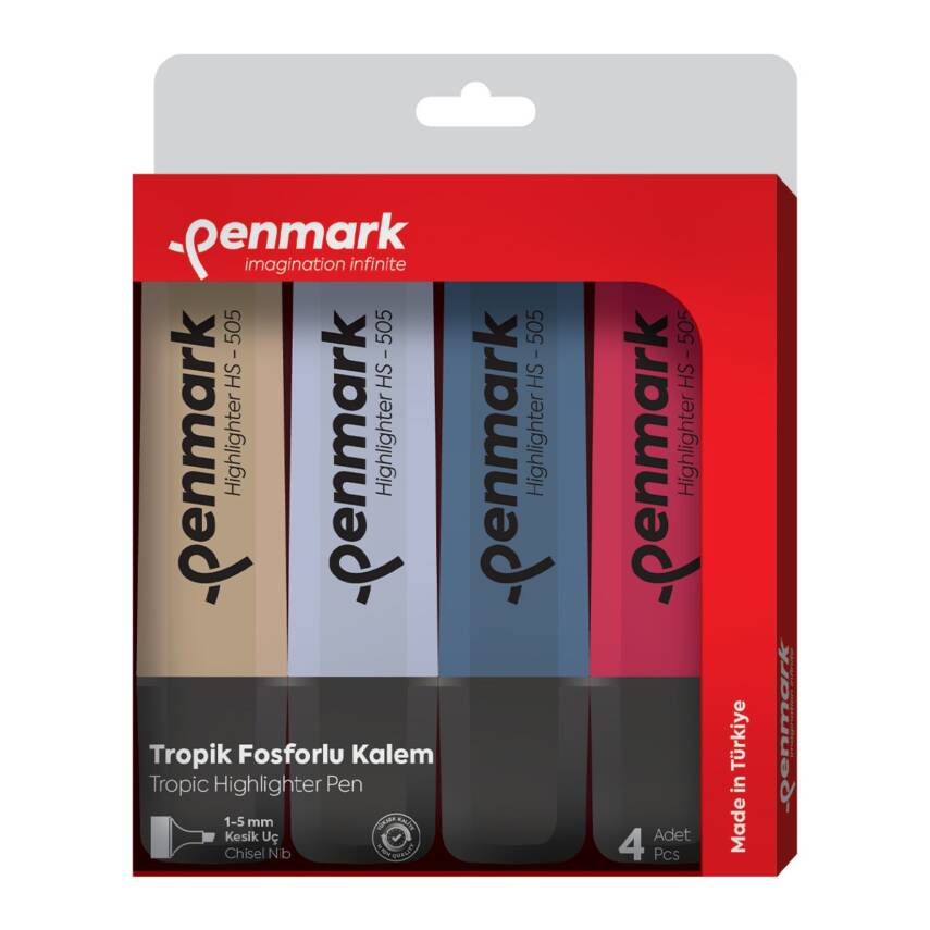 Penmark Fosforlu Kalem 4'lü Asetat Karışık Renk - 1