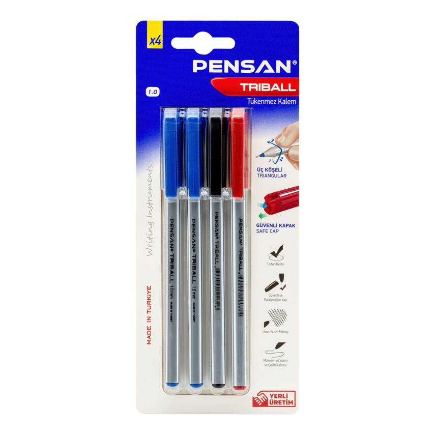 Pensan Triball Tükenmez Kalem 4'lü Blıster Msk - 1