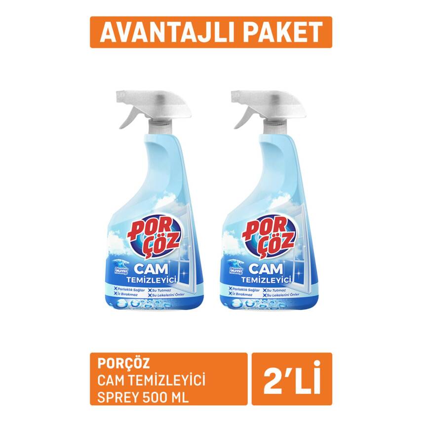 Porçöz Cam Temizleyici Sprey 2 X 500 Ml - 1