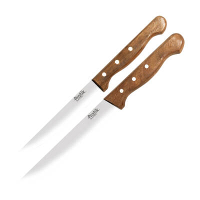 Pratik Ahşap Ceviz Saplı Bıçak Seti 2'li 12 & 15 Cm - Pratik