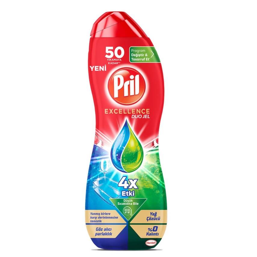 Pril Excellence Duo Jel 900 Ml (50 Yıkama) Yağ Çözücü - 1