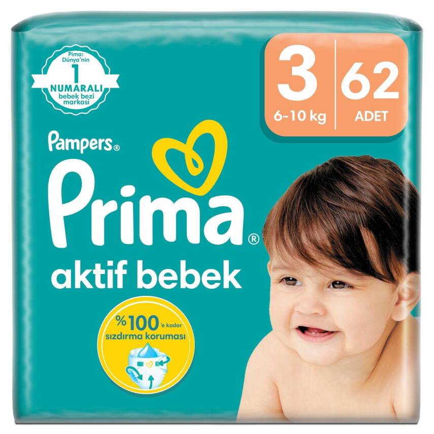 Prima Aktif Bebek Ekonomik Paket 3 Beden 6-10 Kg 62 Adet - 1