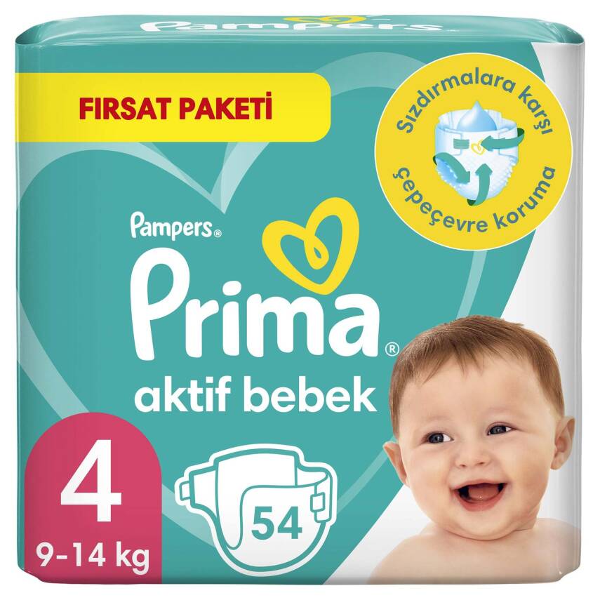 Prima Aktif Bebek Ekonomik Paket 4 Beden 9-14 Kg 54 Adet - 1