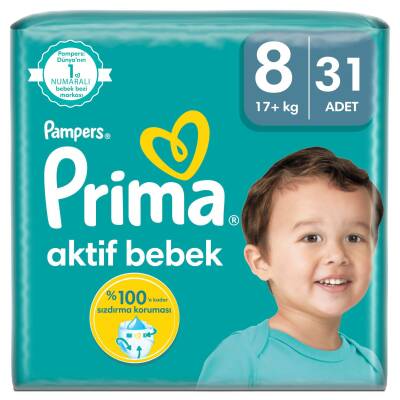 Prima Aktif Bebek Ekonomik Paket 8 Beden 17+ Kg 31 Adet - Prima