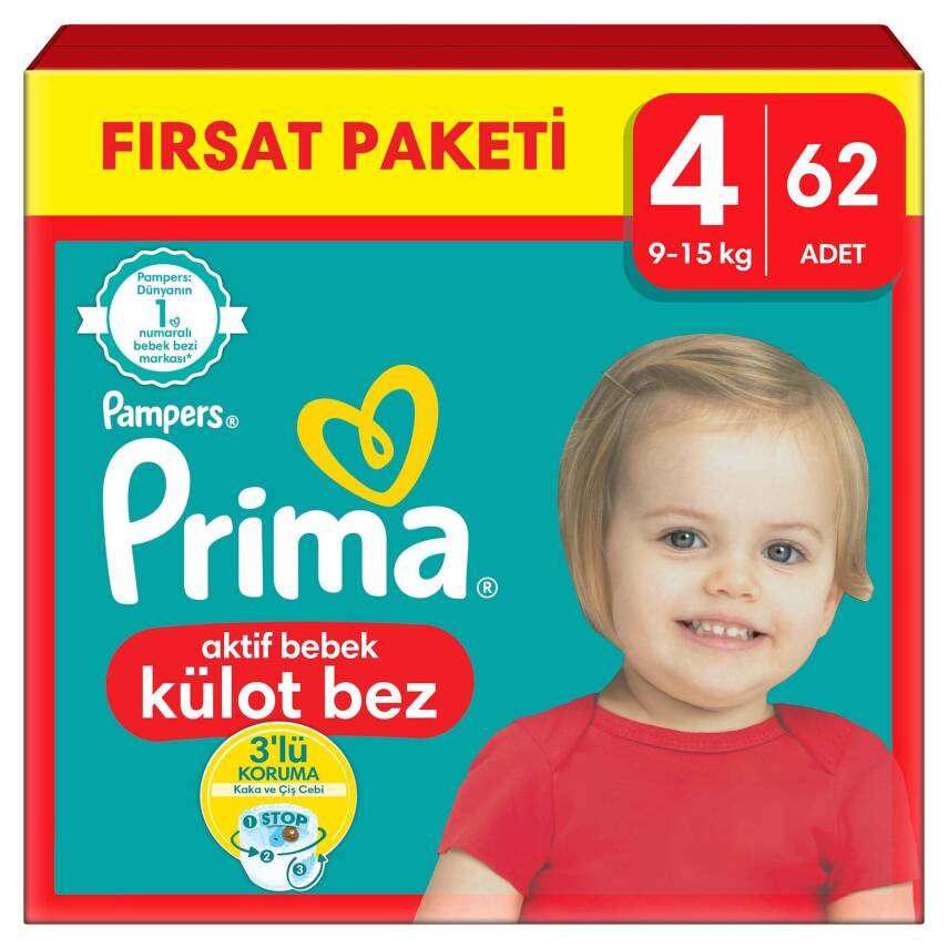 Prima Bebek Bezi Külot Bez 4 Numara 62 Adet Fırsat Paketi - 1