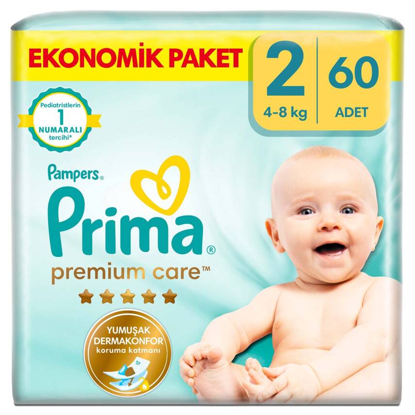 Prima Bebek Bezi Premium Care 2 Numara 60'lı 4-8 kg Ekonomik Paket - 1