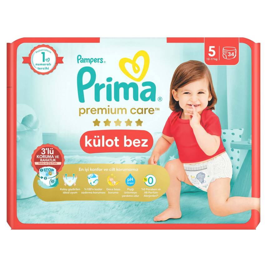 Prima Külot Bebek Bezi Premium Care 5 Numara 34'lü 12-17 Kg - 1