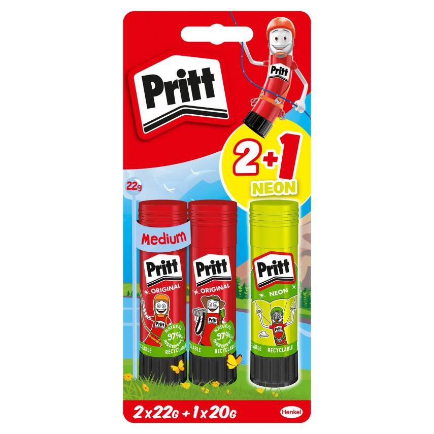 Pritt Heros Stick (Pink & Green) 2 x 22 G + 1 x 20 G - 1
