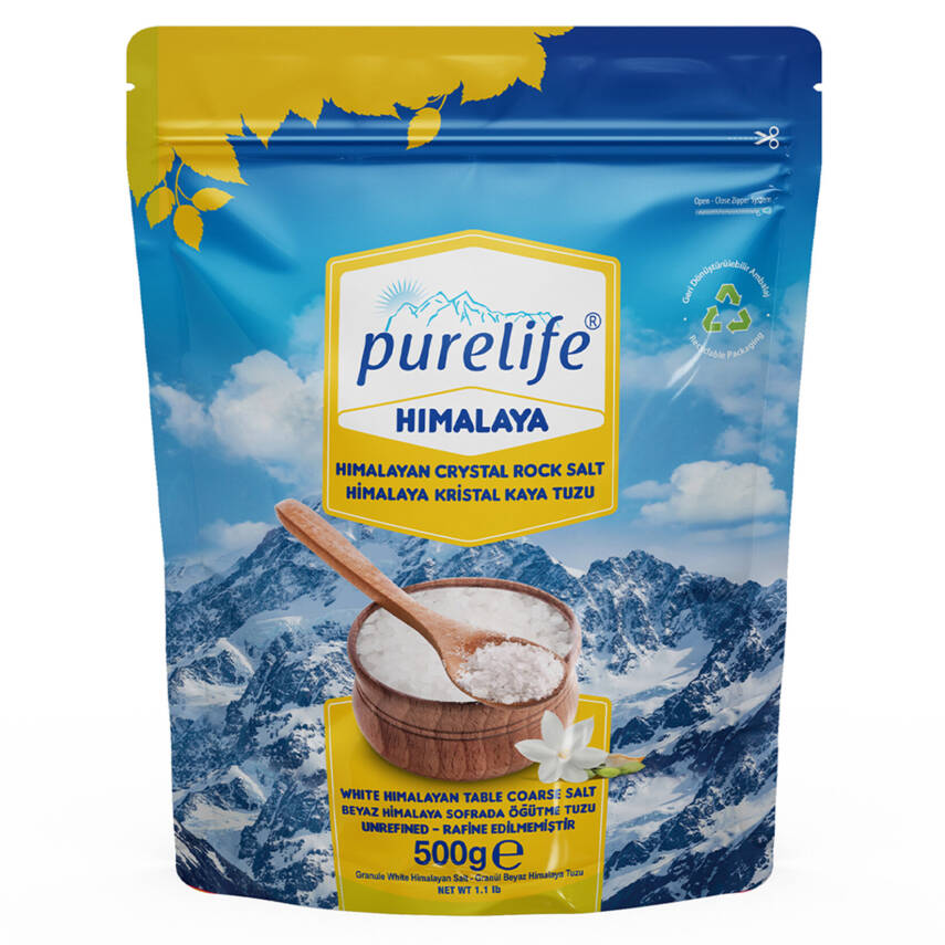 Purelife Himalaya Tuzu Beyaz Granül Sofrada Öğütme 500G - 1