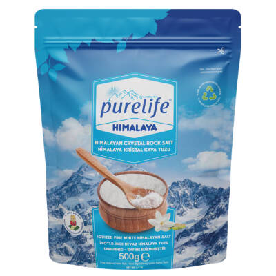 Purelife Himalaya Tuzu Beyaz İyotlu İnce 500 G - Purelife