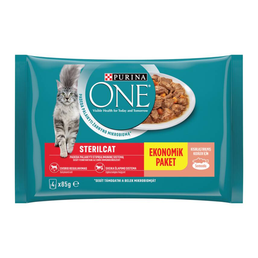 Purina One Kısırlaştırılmış Kedi Maması Somon & Havuç 4 x 85 G - 1