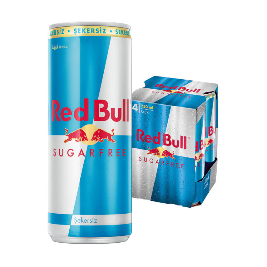 Red Bull Enerji İçeceği Şekersiz 4'lü Paket - 4x250 Ml - 1
