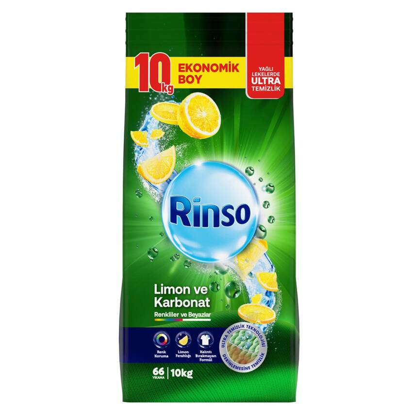 Rinso Toz Çamaşır Deterjanı Limon ve Karbonat Renkliler ve Beyazlar İçin Derinlemesine Temizlik 10 KG - 1