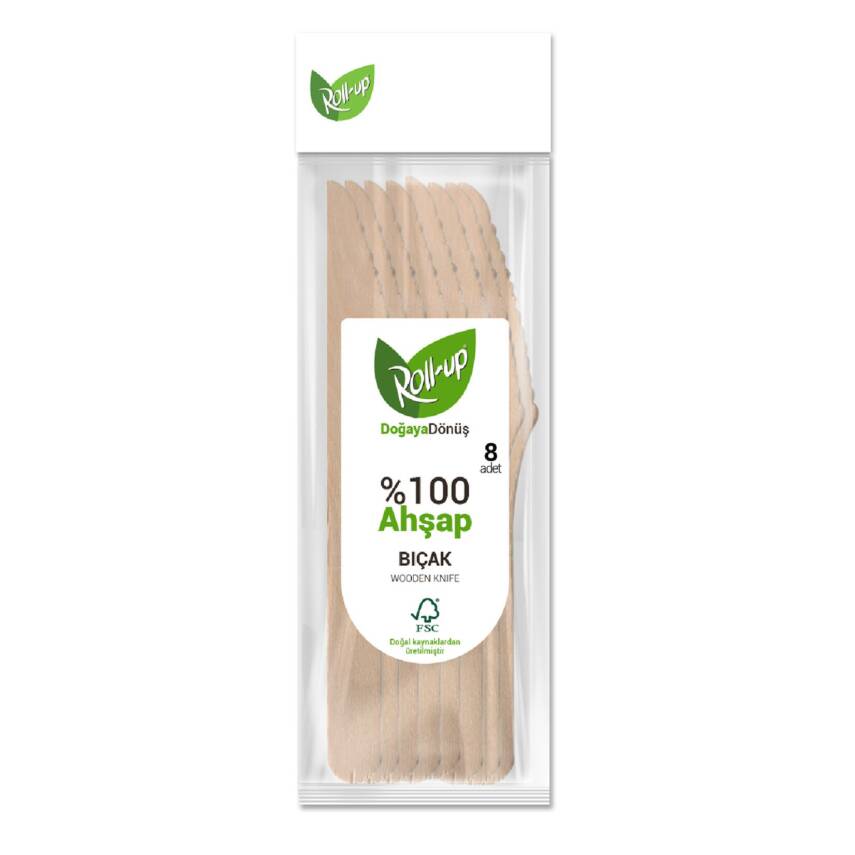Roll-Up Doğaya Dönüş Ahşap Bıçak 8'li - 1