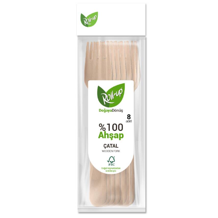 Roll-Up Doğaya Dönüş Ahşap Çatal 8'li - 1