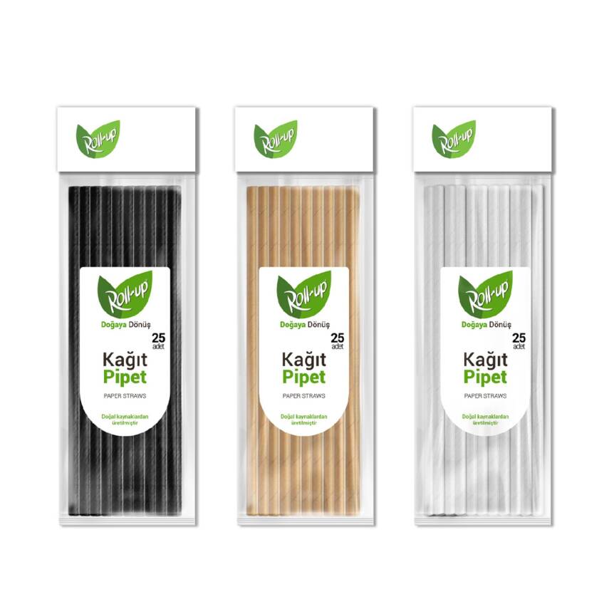 Roll-Up Doğaya Dönüş Kağıt Pipet 25'li - 1
