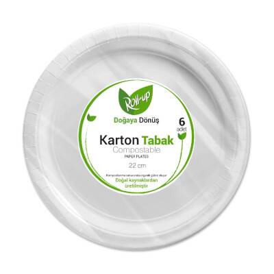 Roll-Up Doğaya Dönüş Karton Tabak 6'lı 22 Cm - Roll-Up