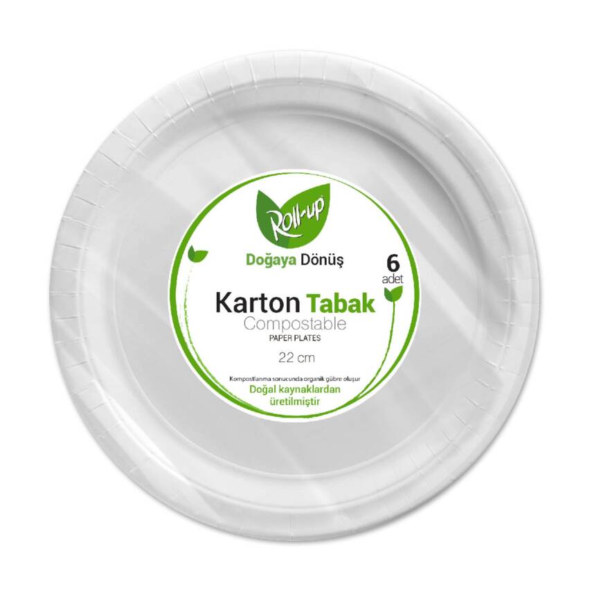 Roll-Up Doğaya Dönüş Karton Tabak 6'lı 22 Cm - 1