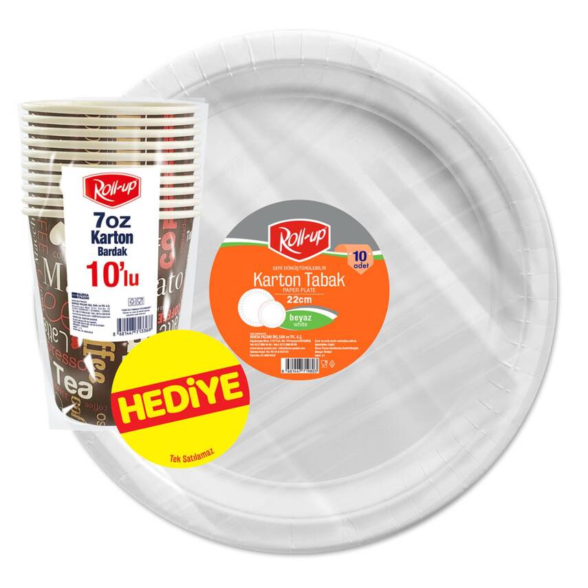 Roll-Up Party Dreams Karton Tabak 10'lu 22 Cm (Bardak Hediye) - 1